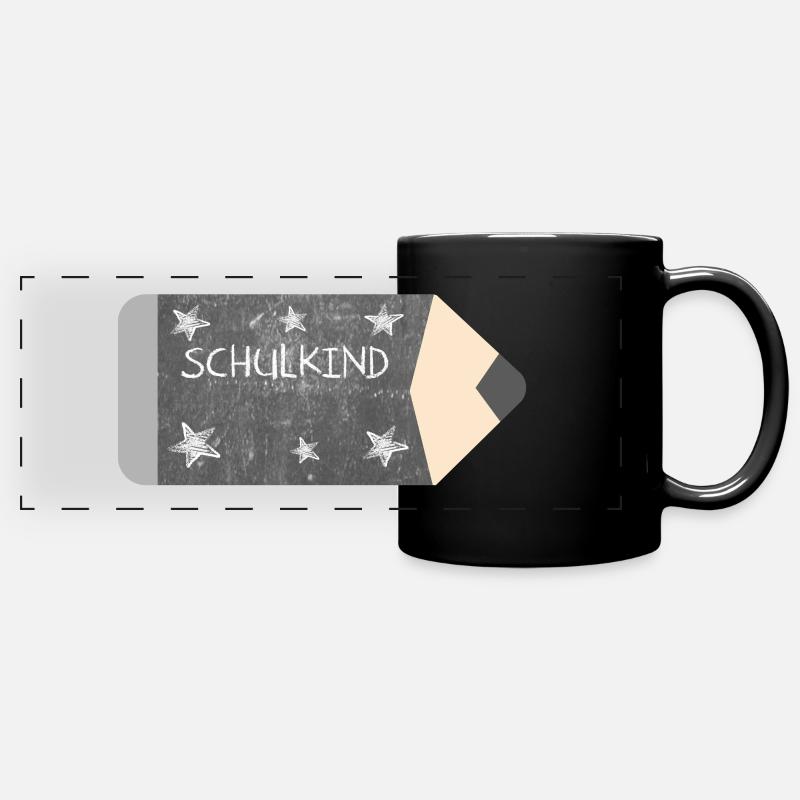 Crayon de couleur tableau noir design craie - étoiles - Écolier - Mug panoramique uni - noir