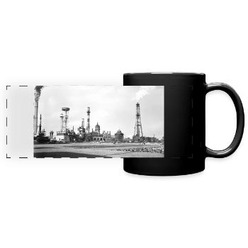 Paysage à vapeur industriel rétro - Mug panoramique uni - noir - Devant