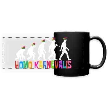 Homo Carnival | Evolution of Fools, Shrovetide - Full Colour Panoramic Mug - black - Front