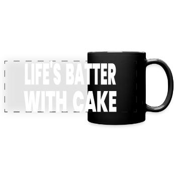Kuchen - Panorama-Tasse farbig - Schwarz - Vorne