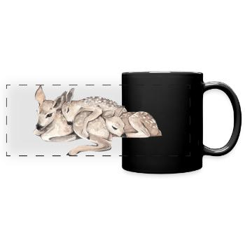 Chemise familiale douillette de cerf – Esthétique nature mignonne - Mug panoramique uni - noir - Devant