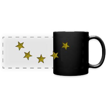 5 Stars Round Golden - Full Colour Panoramic Mug - black - Front