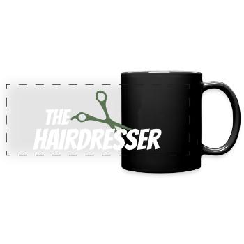 The hairdresser - Panorama-Tasse farbig - Schwarz - Vorne