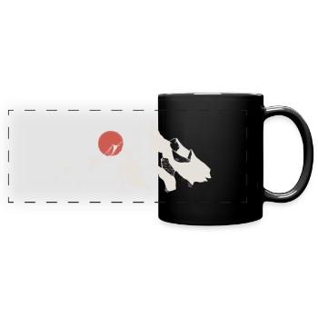 Sunrise Mountain Silhouette - Full Colour Panoramic Mug - black - Front