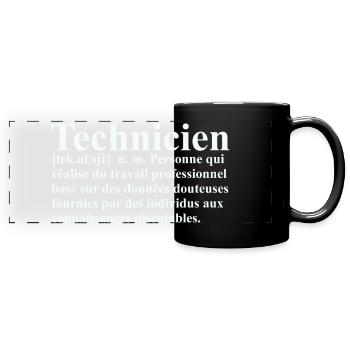 Technicien Définition - Mug panoramique uni - noir - Devant