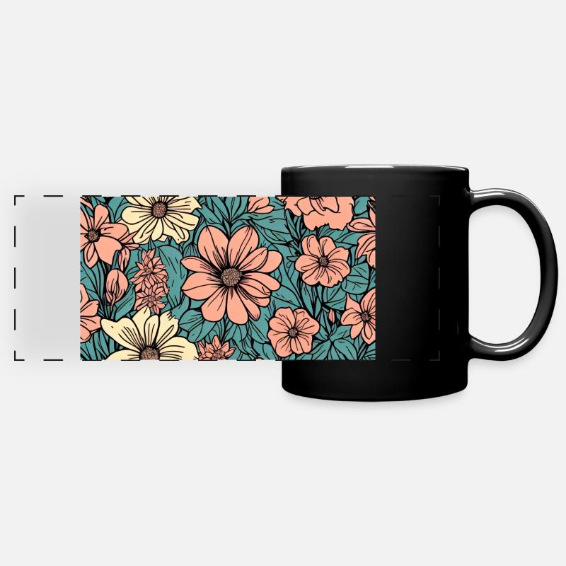 Flowers - Full Colour Panoramic Mug - black