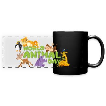 Welttierschutztag Cartoon T-Shirt - Panorama-Tasse farbig - Schwarz - Vorne