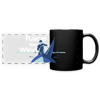 Race the Wind – Regatta Crew Segel Spruch - Panorama-Tasse farbig - Schwarz - Vorne
