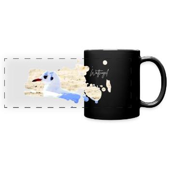 Wattvogel Nordsee Möwe - Panorama-Tasse farbig - Schwarz - Vorne