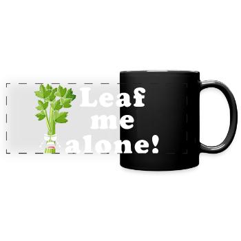 Leaf Me Alone Celery Pun Tee - Full Colour Panoramic Mug - black - Front