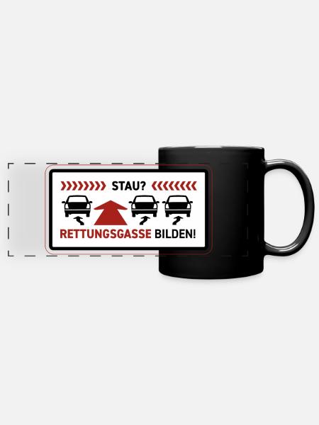 Rettungsgasse bilden! Aufkleber fürs Auto! - Panorama-Tasse farbig - Schwarz