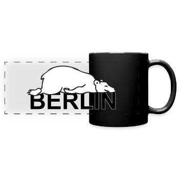 Berlin - Der faule Paule Deutschland Berliner Bär - Panorama-Tasse farbig - Schwarz - Vorne