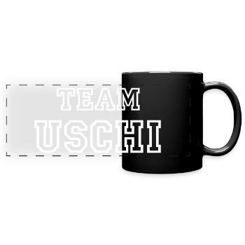 TEAM USCHI Nom du chien TeamTricot - Mug panoramique uni - noir - Devant