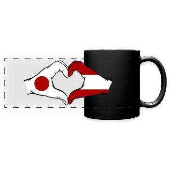 Japon Autriche Mains Forme de Coeur - Mug panoramique uni - noir - Devant