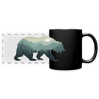 Ours Brun Nature Nature Sauvage Forêt Double Exposure - Mug panoramique uni - noir - Devant