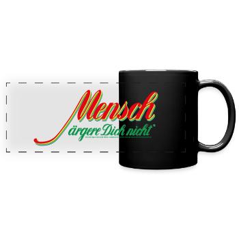 Mensch ärgere dich nicht - logo rouge-vert - Mug panoramique uni - noir - Devant