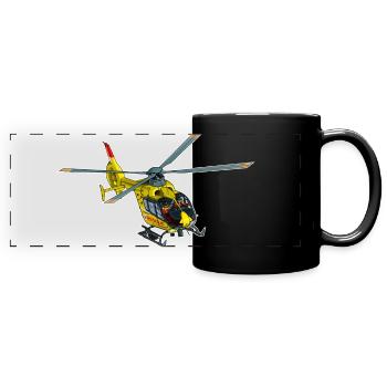 Hélicoptère de sauvetage, hélicoptère - Mug panoramique uni - noir - Devant