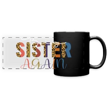 Große Schwester wieder für Mädchen Kind mit Regenbogen Leopar - Panorama-Tasse farbig - Schwarz - Vorne