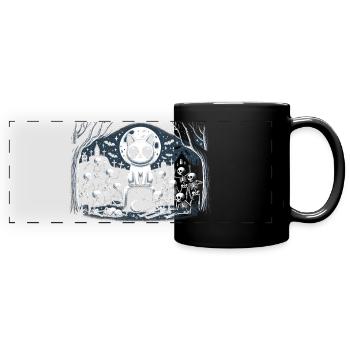 Halloween Kitty Cat Noir Spooky Squelette Nuit - Mug panoramique uni - noir - Devant