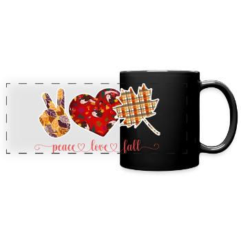 PEACE LOVE FALL, THANKSGIVING - Full Colour Panoramic Mug - black - Front