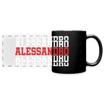 Alessandro T-Shirt gestapelter Text Geschenk T-Shirt - Panorama-Tasse farbig - Schwarz - Vorne