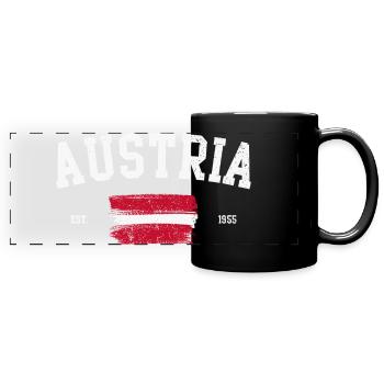 Austrian Heritage Flag Emblem - Full Colour Panoramic Mug - black - Front