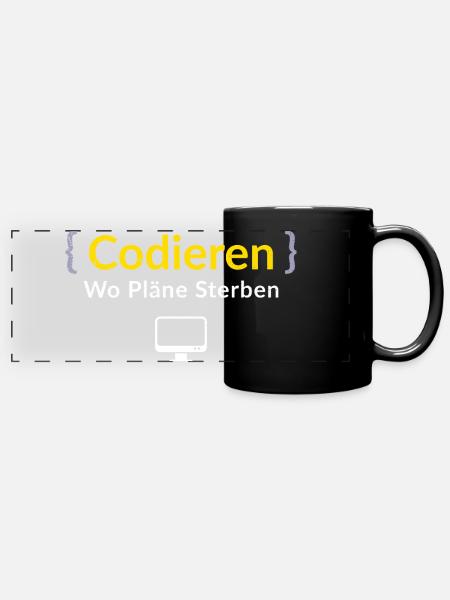 Computer CODIEREN WO PLANE STERBEN LUSTIG - Panorama-Tasse farbig - Schwarz