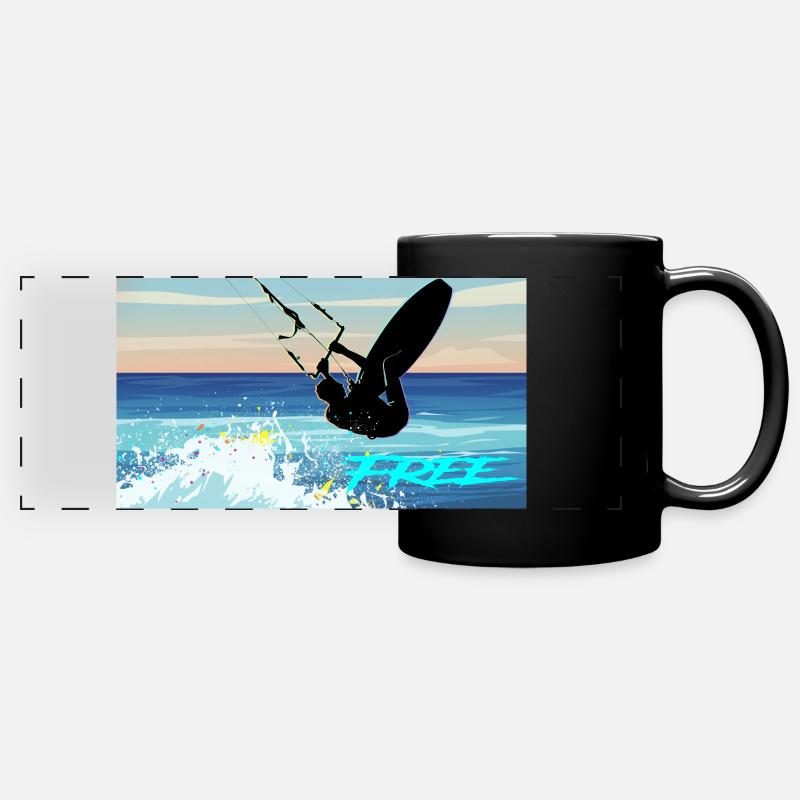 Le kitesurf - Mug panoramique uni - noir