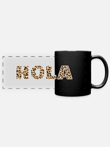Hallo Tierdruck - Panorama-Tasse farbig - Schwarz