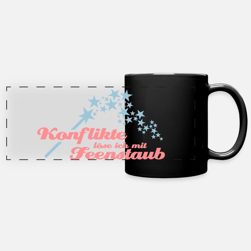 Konflikte löse ich mit Feenstaub - Panorama-Tasse farbig - Schwarz