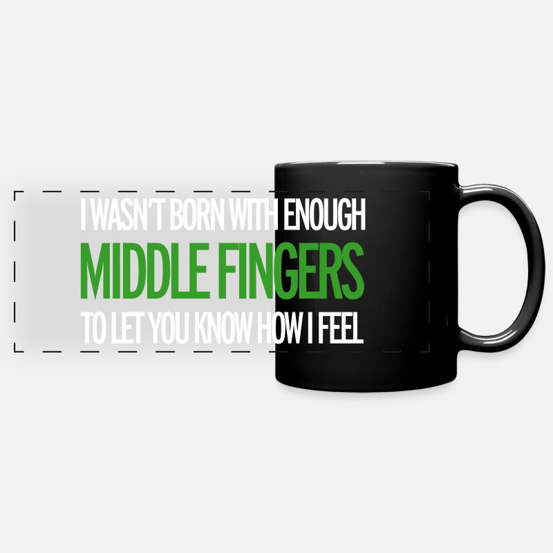 Middle Fingers - Panorama-Tasse farbig - Schwarz
