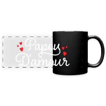 Papou Amour Fête Des Pères Cadeau Papa - Mug panoramique uni - noir - Devant