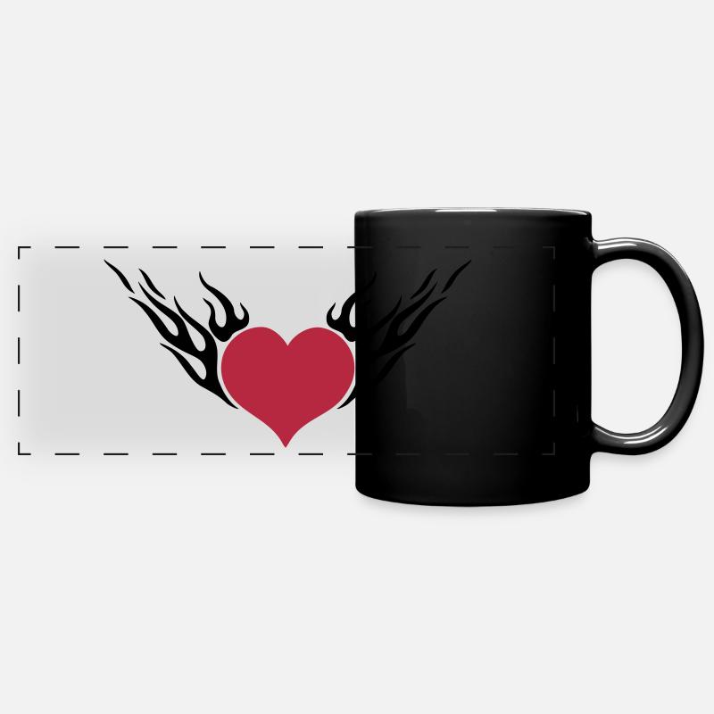 Fire Heart 2c - Full Colour Panoramic Mug - black