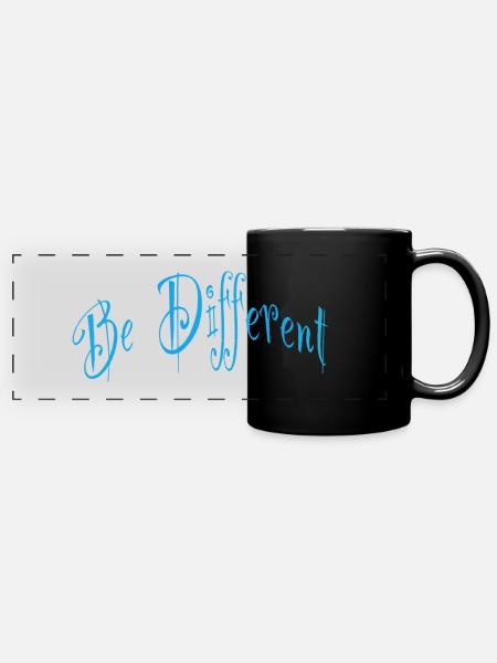 Be different ist different - Panorama-Tasse farbig - Schwarz