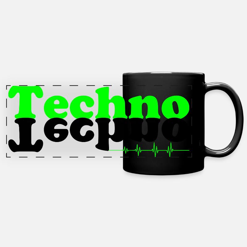 Techno kontiki - Färgad panoramamugg - svart