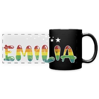 Vorname Emilia Mädchenname Namensgeschenk - Panorama-Tasse farbig - Schwarz - Vorne
