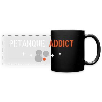 Petanque-Süchtige - Panorama-Tasse farbig - Schwarz - Vorne