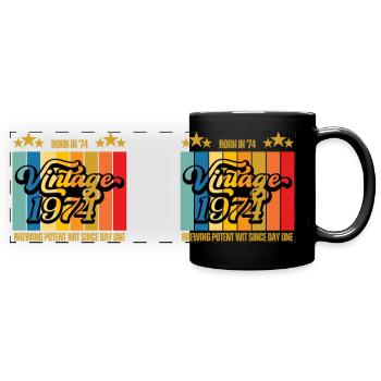 Mug Gift - Born in 1974 - 50th Birthday - Full Colour Panoramic Mug - black - Front