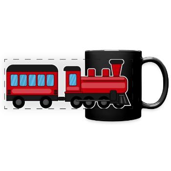 Railway, Train, Steam Locomotive - Full Colour Panoramic Mug - black - Front