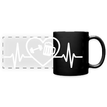Cœur Muscu Bière Musculation - Mug panoramique uni - noir - Devant