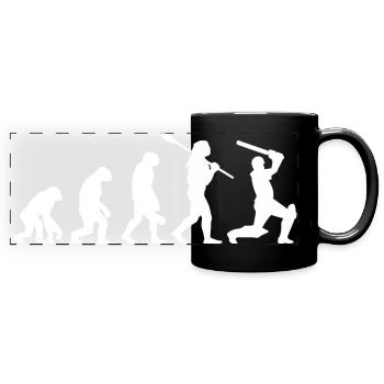 Cricket Evolution Spieler Silhouette Lustiger Sport - Panorama-Tasse farbig - Schwarz - Vorne