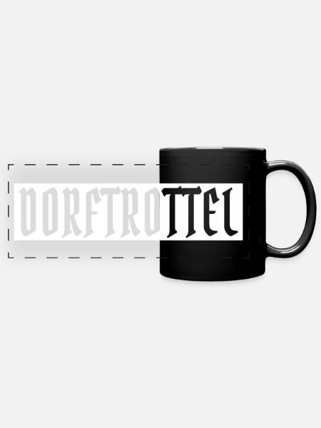 Dorftrottel - Panorama-Tasse farbig - Schwarz
