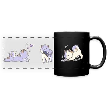 Shiba Inu Welpe 03 Creme Alle - Panorama-Tasse farbig - Schwarz - Vorne