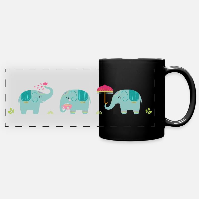trois petits éléphants - trois petits éléphants - Mug panoramique uni - noir
