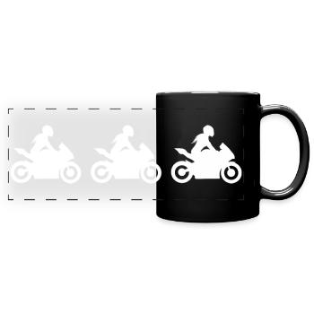 Motorcyclist Super Sportsman Racing Motorcycle Woman - Full Colour Panoramic Mug - black - Front