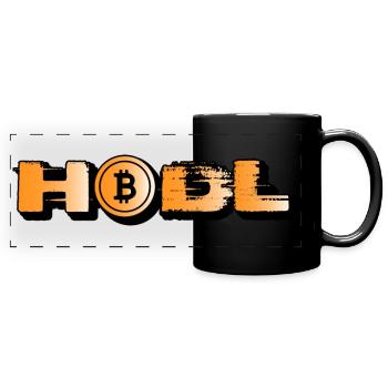 Orange Bitcoin HODL - look d’occasion - Mug panoramique uni - noir - Devant