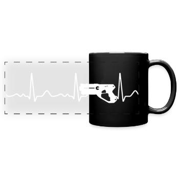Laser Tag / Phaser - Heartbeat, Pulse, Heart Line - Full Colour Panoramic Mug - black - Front