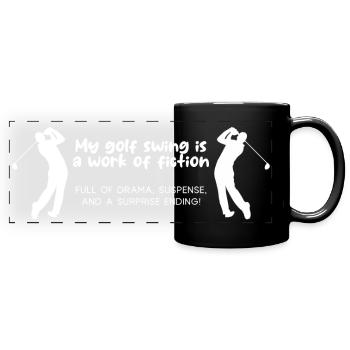 Funny Golf Mug - Ein humorvoller Twist für Golfliebhaber - Panorama-Tasse farbig - Schwarz - Vorne