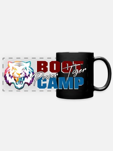 POWER TIGER - Tiger, Bootcamp & Text - Panorama-Tasse farbig - Schwarz
