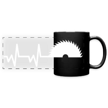 Herzschlag Saege - Panorama-Tasse farbig - Schwarz - Vorne